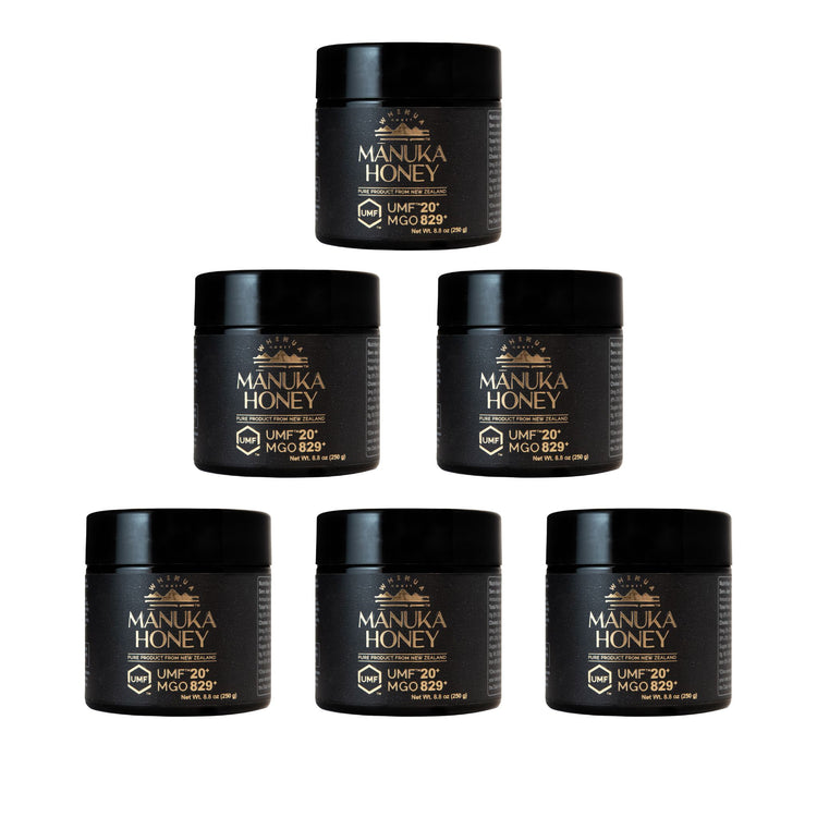 Pack of 6 - Whenua UMF 20+ Manuka Honey | MGO 829+ | 100% Pure Raw New Zealand Honey | UMF Certified | Non-GMO | 6 x 250g