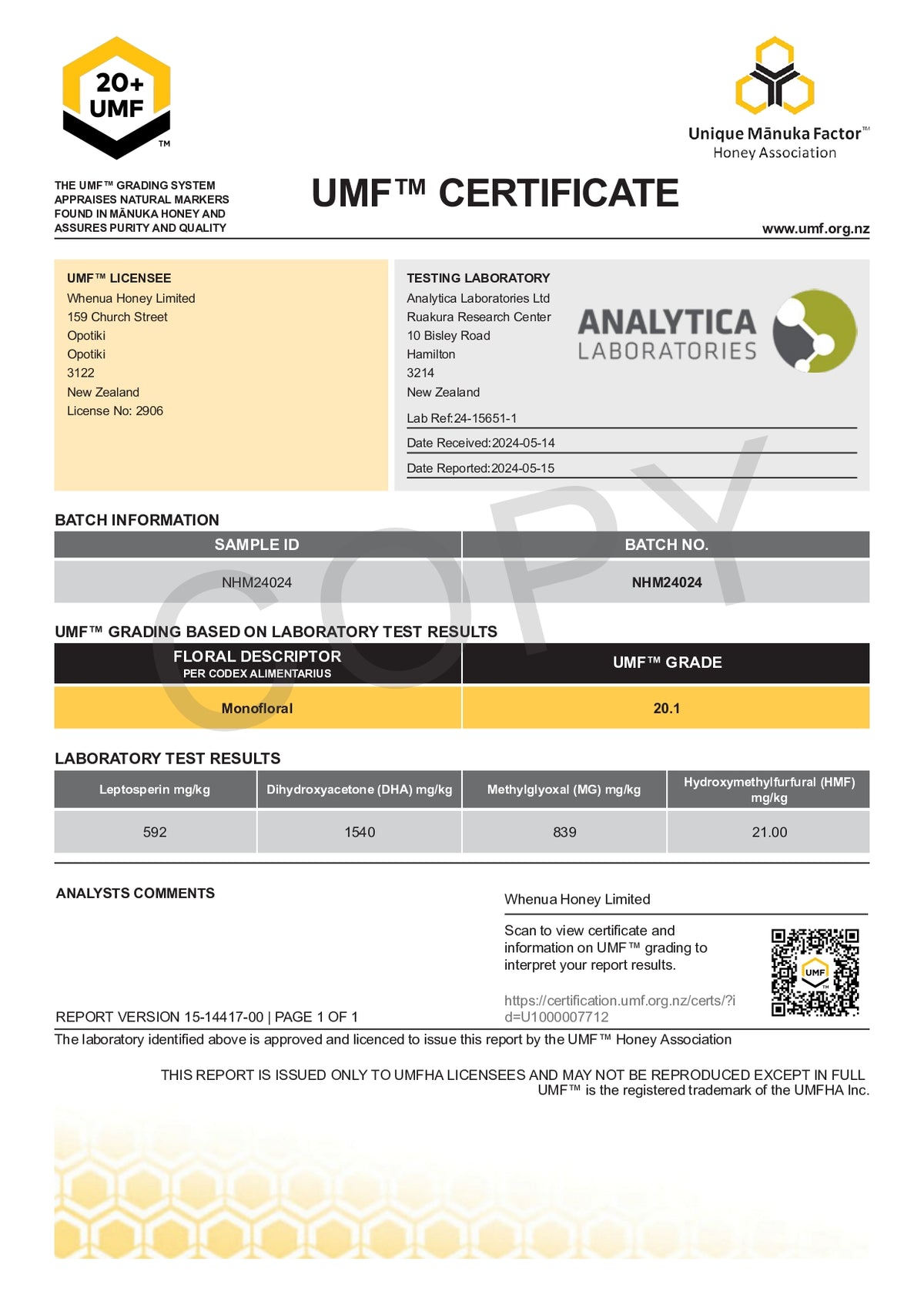 Current Batch Certificate