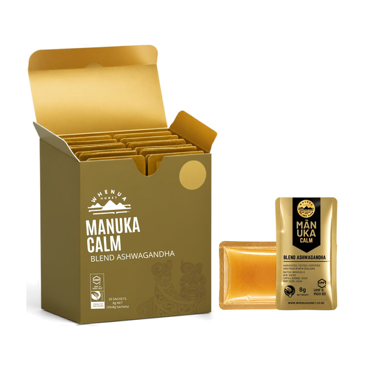 Mānuka Calm | Mānuka Honey + Ashwagandha • 10x8g Snap Packs