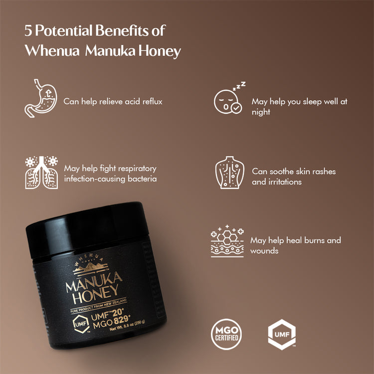Whenua UMF 20+ Manuka Honey | MGO 829+ Raw New Zealand Honey | Daily Digestive and Immune Boost | 100% Pure, Non-GMO Certified Manuka Honey